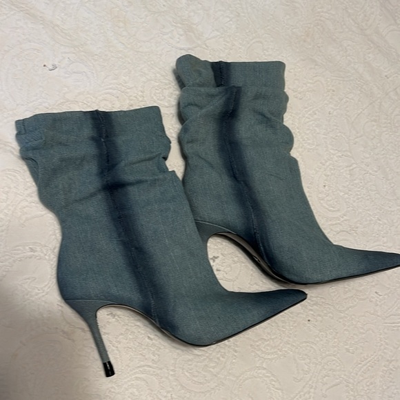 Zara ankle boot thin heel stilettos denim size 41 - Picture 3 of 6